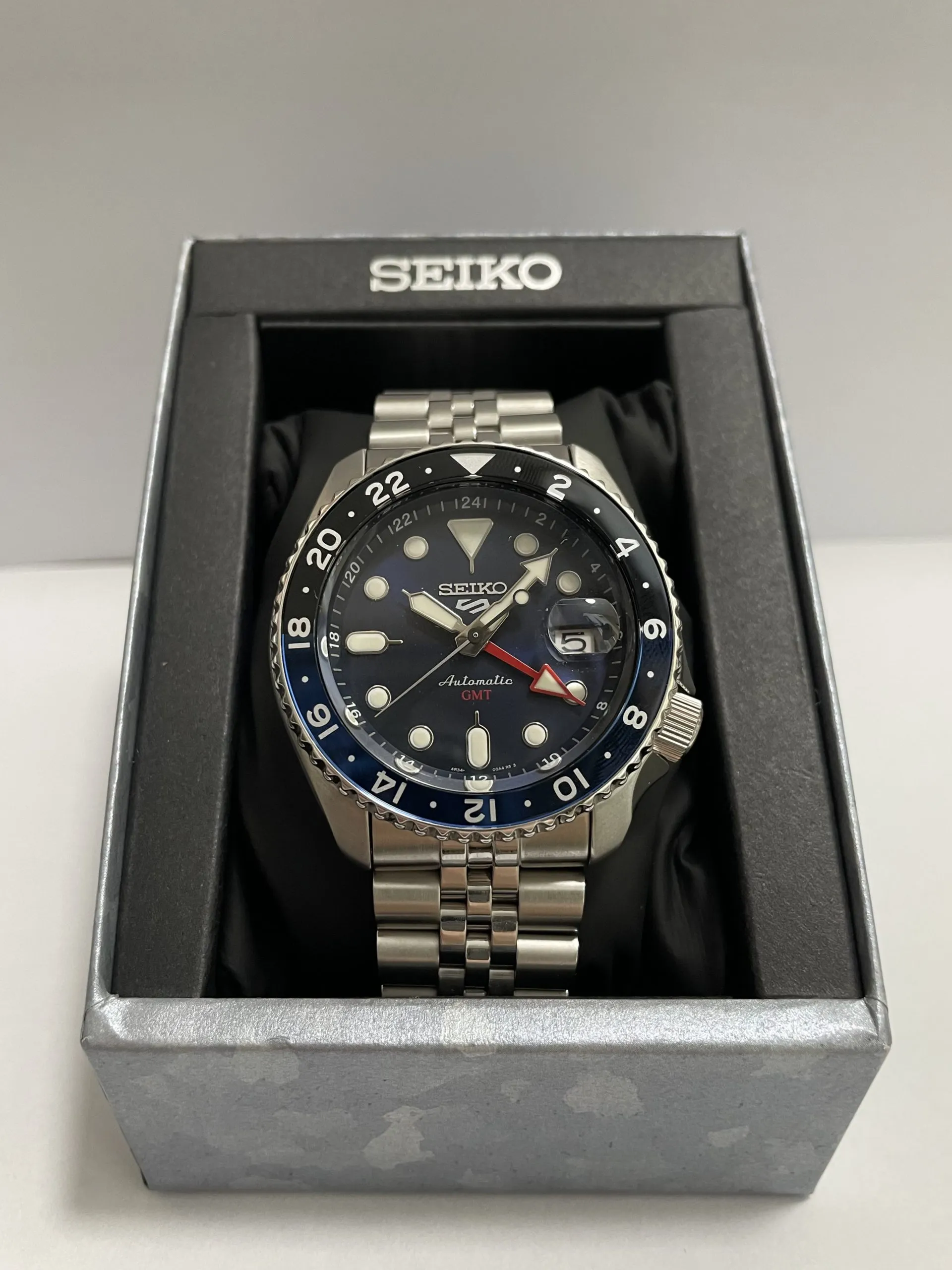 Seiko 5 Sports GMT in its box